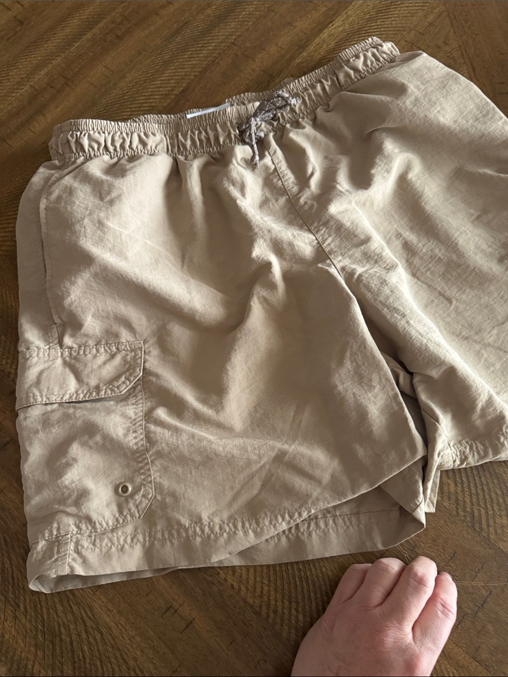 Champion Men's Cargo Drawstring Shorts in Light Tan